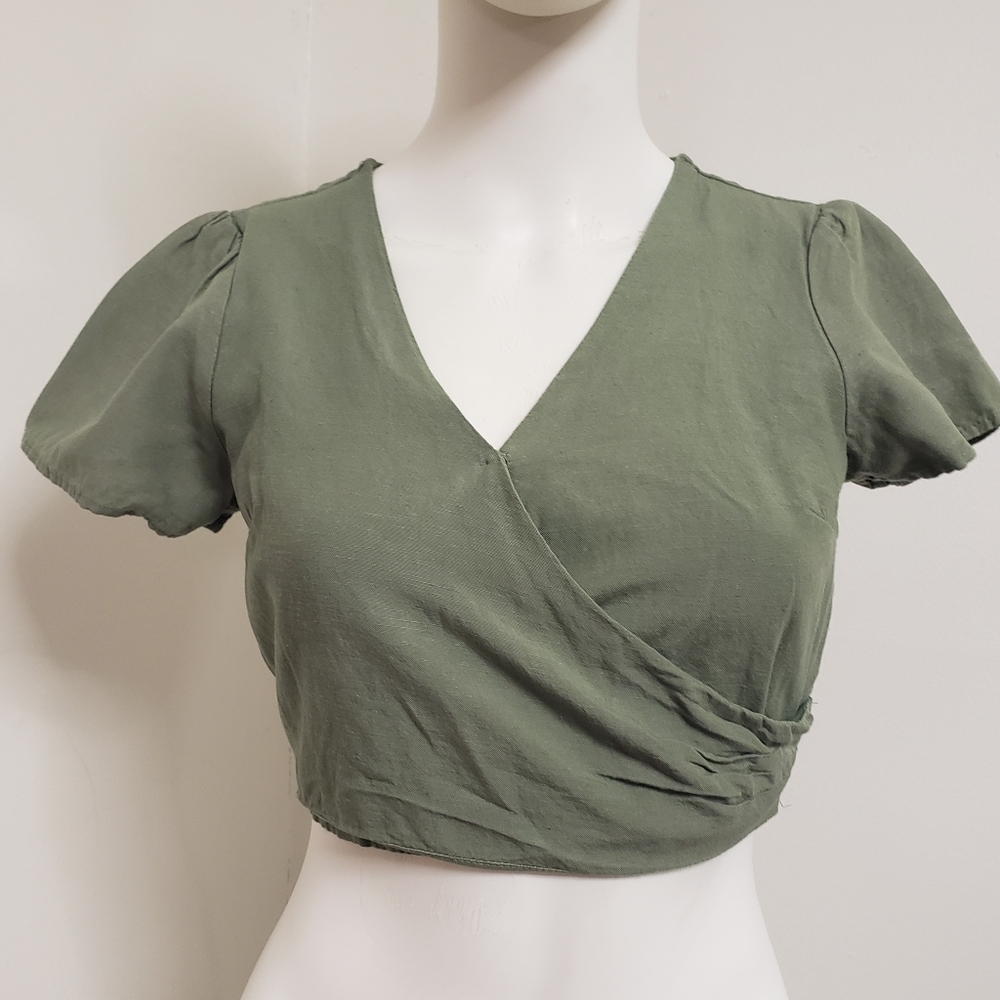 Midnight SKY Olive Green Wrap Top